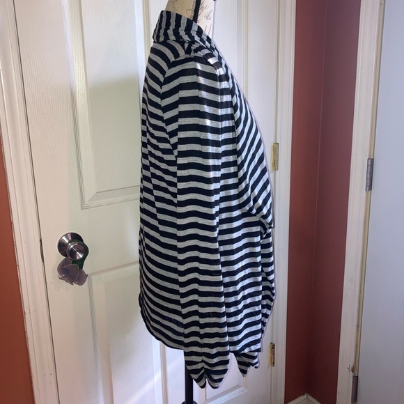 Stripe Open Front Cardigan Grey Black by Oatt - Picture 2 of 6